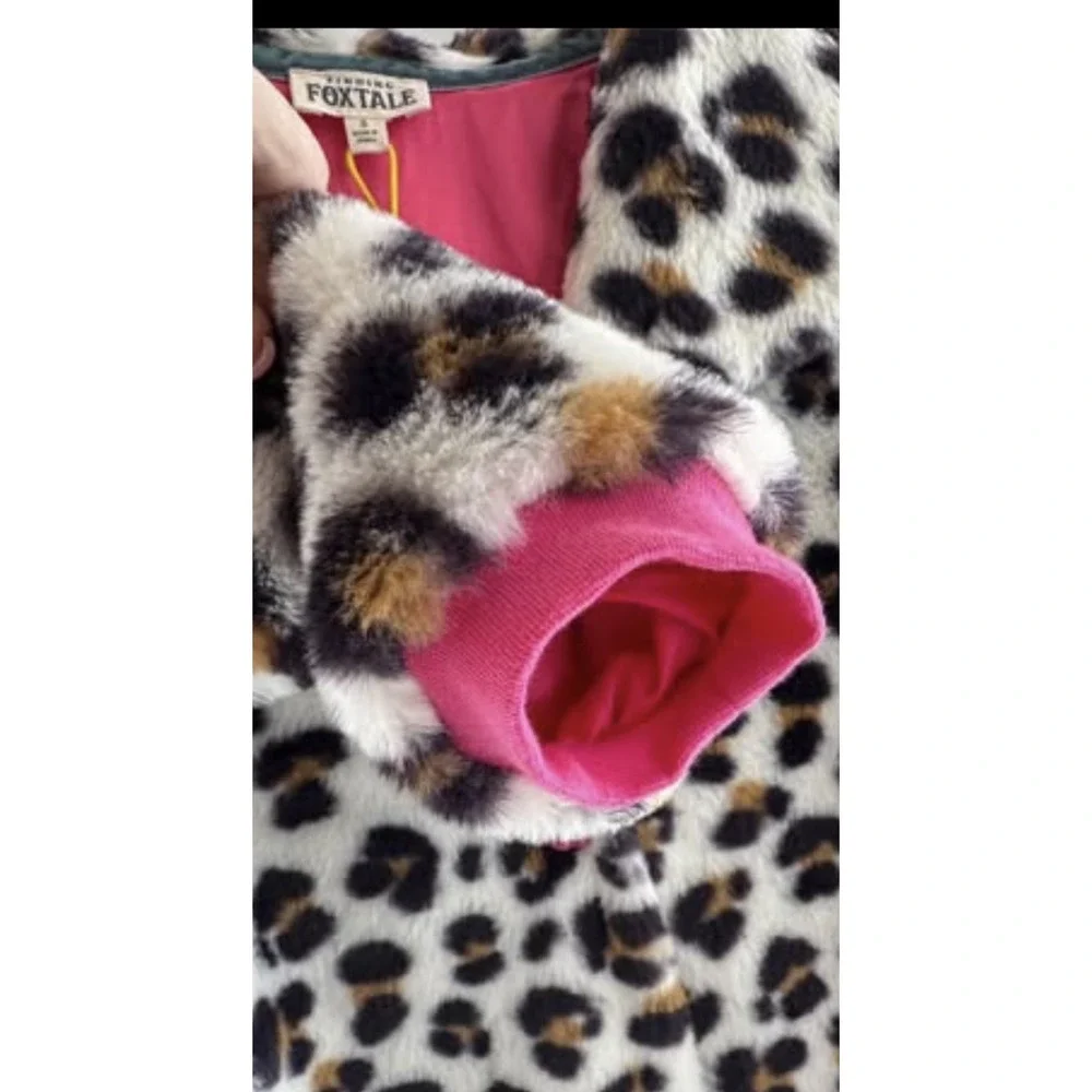 Finding Foxtale Girls Size Small (5) Leopard Faux Fur Coat Pink Lined NWT